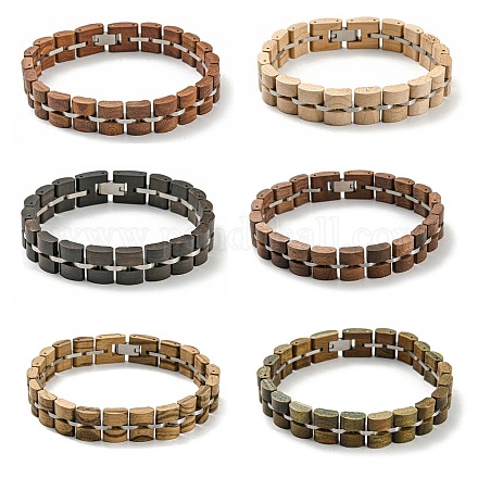 Wooden Watch Band Bracelets for Women Men BJEW-M306-01P-1
