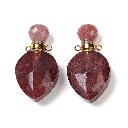 Подвески в форме капли из натурального клубничного кварца G-A225-02G-06-1