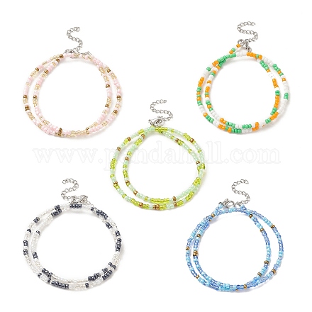 Wickelarmband aus Glassamenperlen mit zwei Schlaufen für Damen BJEW-JB09216-1