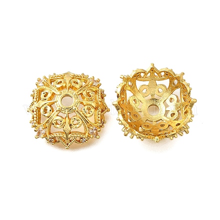 Колпачки для бусин из прозрачного кубического циркония в форме цветка из латуни KK-V008-02G-1