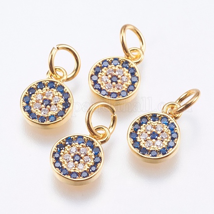 Brass Micro Pave Cubic Zirconia Charms RB-I077-26G-RS-1