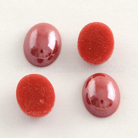 Pearlized Plated Opaque Glass Cabochons X-PORC-S804-10x14-24-1