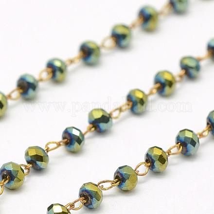 Handgefertigte Perlenketten aus galvanisiertem Glas AJEW-E033-A03-1