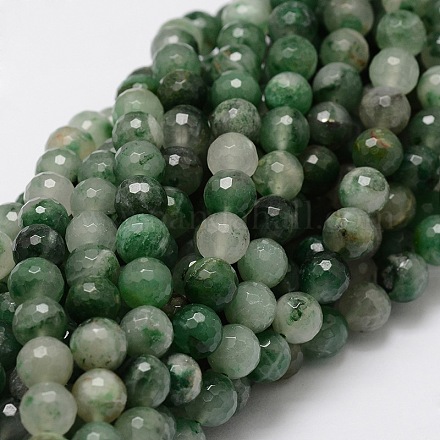 Faceted Round Natural Chrysoprase Bead Strands G-L437-07-8mm-1