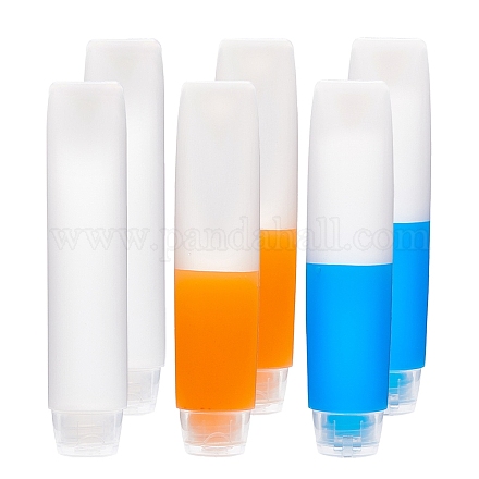 Benecreat50ml透明peプラスチックフリップトップキャップボトル  PPプラスチックねじ蓋付き  ローション用  シャンプー  クリーム  ホワイト  13.2x2.8cm  容量：約50ミリリットル  6個/セット MRMJ-BC0001-18-1