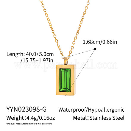 Женские прямоугольные кулоны с подвесками из нержавеющей стали 304 с паве из кубического циркония PO5474-2-1