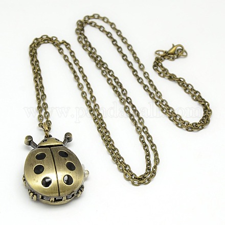 Сплав божья коровка ожерелье кварц карманные часы WACH-N011-45-1
