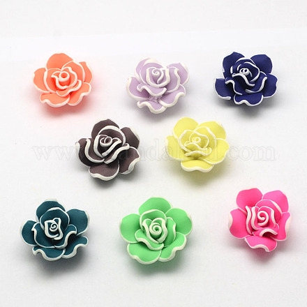 Handmade Polymer Clay 3D Flower Beads CLAY-Q195-15mm-01-1