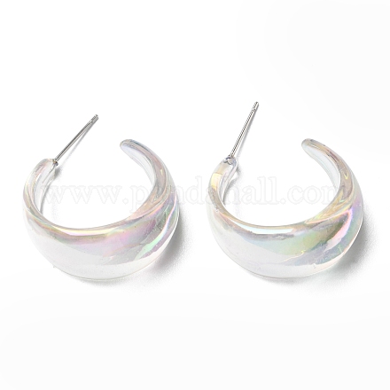 Boucles d'oreilles puces rondes en résine avec 316 épingle en acier inoxydable EJEW-D056-05P-1