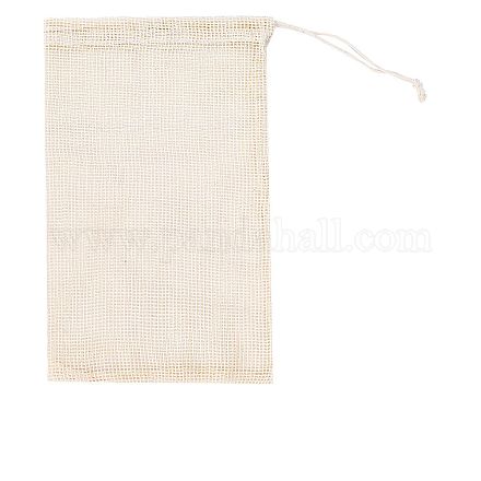 コットン収納ポーチ  巾着袋  長方形  アンティークホワイト  45x29cm HOUS-PW0002-01E-1