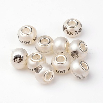 Words and Pattern Printed Glass European Beads GPDL-J020-M-1