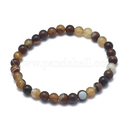 Bracelets extensibles en perles d'agate / agate rayée naturelle BJEW-K212-C-003-1