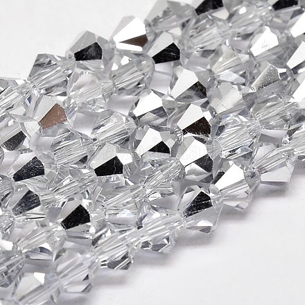 Galvanische facettierte bikonimitation österreichische kristallglasperlen stränge GLAA-F029-5x5mm-B01-1