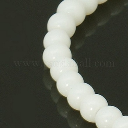 4 mm bianco opaco perle di vetro tonde trefoli perline spacer X-GR4mm26Y-1