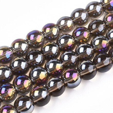 Chapelets de perles en verre transparent électrolytique GLAA-T032-T6mm-AB02-1