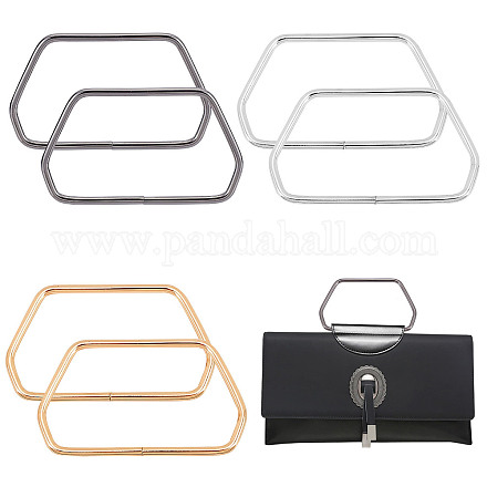 SUPERFINDINGS 6Pcs 3 Colors Metal Purse Handles Iron Handles Frame 2.56 Inch Trapezoidal Hexagon Handbag Handle Purse Handles Replacement for Bag Making FIND-WR0005-57-1