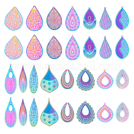 30 шт. 15-х стилевые филигранные подвески из нержавеющей стали 201 и 304 с ионным покрытием (IP) STAS-DC0015-58-1