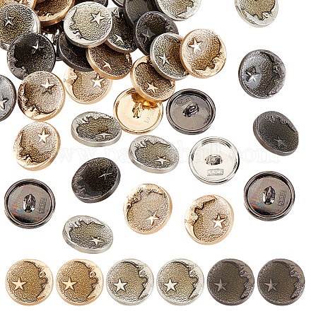 OLYCRAFT 36Pcs 3 Colors Alloy Shank Buttons Star Moon Pattern Metal Blazer Buttons 18mm Vintage Shank Buttons Round Sewing Shank Buttons for Blazer Suits Coat Uniform and Jacket BUTT-OC0001-30-1