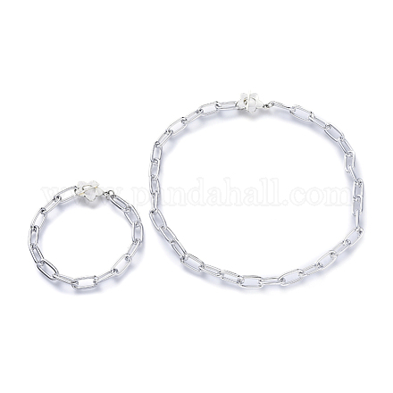 Set di gioielli per bracciali e collane con catena di graffette in alluminio SJEW-JS01093-1