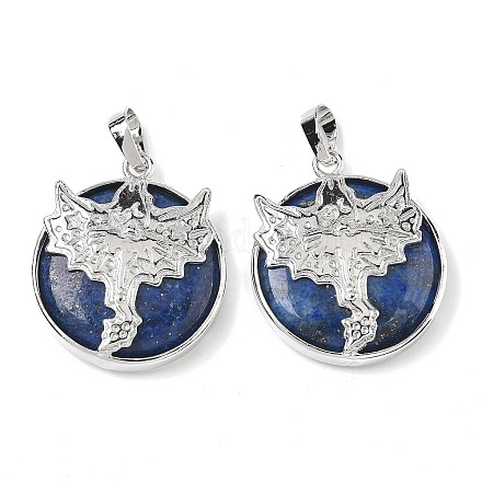 Плоские круглые подвески из натурального лазурита G-G279-01P-07-1