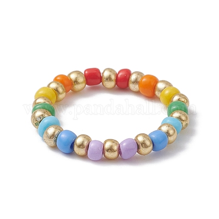 Bagues extensibles en perles de verre pour femmes RJEW-JR00656-1