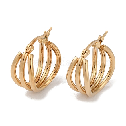 Серьги-кольца из нержавеющей стали 201 с ионным покрытием (IP) EJEW-I309-26G-1