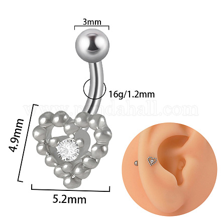 Серьги-гвоздики для хряща из титана g23 с прозрачным кубическим цирконием и изогнутой штангой FS-WGD98FB-37-1