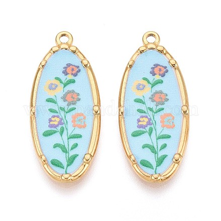 Подвески из нержавеющей стали 304 с цветочным узором и печатным рисунком STAS-T071-27B-G-1