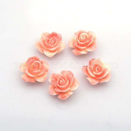 Rosa abalorios de resina de flores X-RESI-E005-02-14mm-1