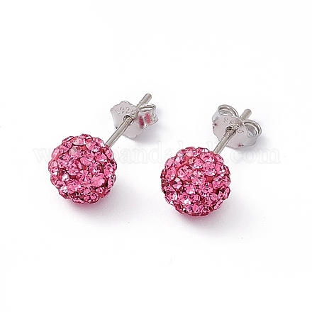 Sexy Valentines Day Gifts for Her 925 Sterling Silver Austrian Crystal Rhinestone Ball Stud Earrings Q286J071-1