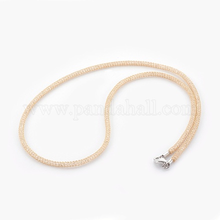 Brass Mesh Chain Necklaces NJEW-F241-01G-D-1