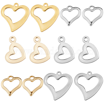 SUNNYCLUE 1 Box 120Pcs 6 Styles Valentine's Day Charms Hollow Heart Charms Hearts Shaped Charms Gold Love Charms Bulk Stainless Steel Romantic Charm for Jewelry Making Charms DIY Gifts Craft Supplies STAS-SC0003-97-1
