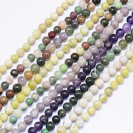 Pierre naturelle assortis rondes chapelets de perles G-F425-09-1