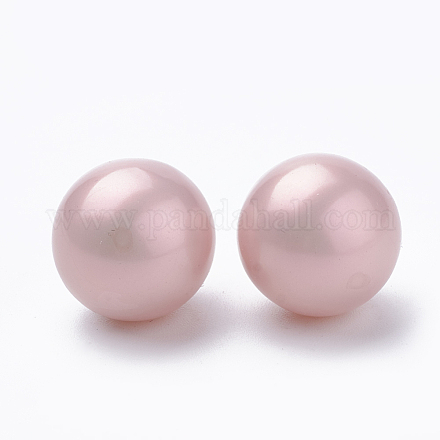 環境に優しいプラスチック模造真珠ビーズ  高い光沢  グレードA  穴がないビーズ  マット  ラウンド  ピンク  6mm MACR-S277-6mm-A01-1