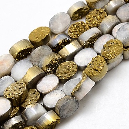 Natural Plated Agate Beads Strands G-G564-13x18mm-01-1