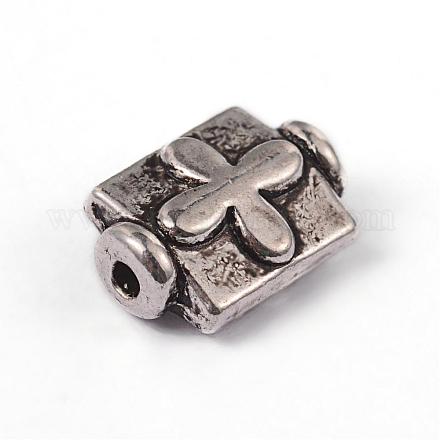 Rectangle Tibetan Style Alloy Beads PALLOY-ZN4402-AS-RS-1