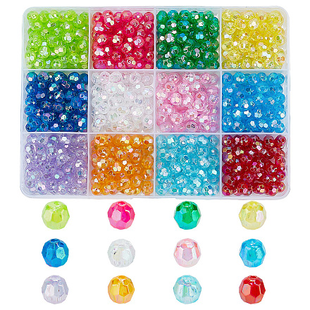Gomakerer 720 pièces 12 couleurs perles acryliques transparentes écologiques TACR-GO0001-01-1