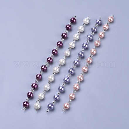 Cadenas de cuentas de perlas de vidrio teñido a mano AJEW-JB00487-1