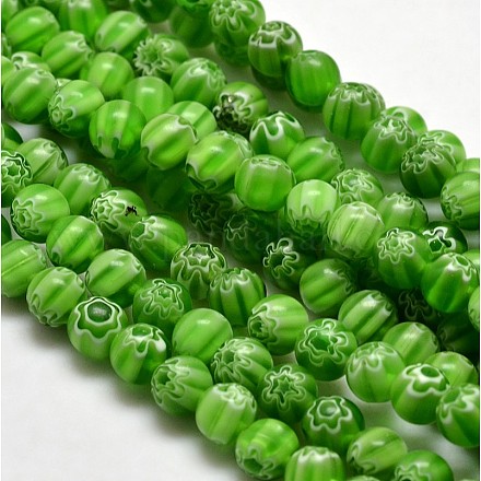 Round Millefiori Glass Beads Strands LK-P002-09-1