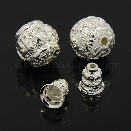 3-Hole Vacuum Plating Buddhist Brass Finding Beads KK-N0017-21mm-S-1