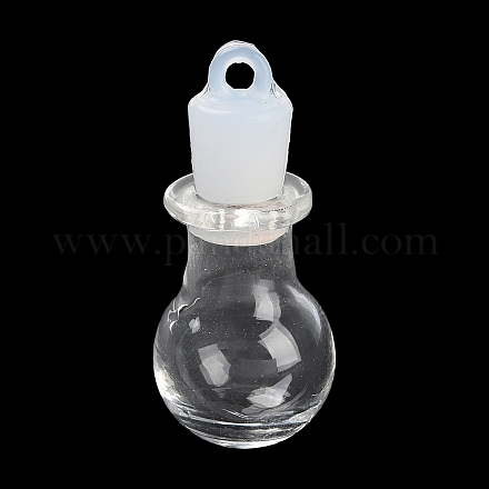 Pendentifs de bouteille de souhait en verre clair GLAA-A010-01G-1