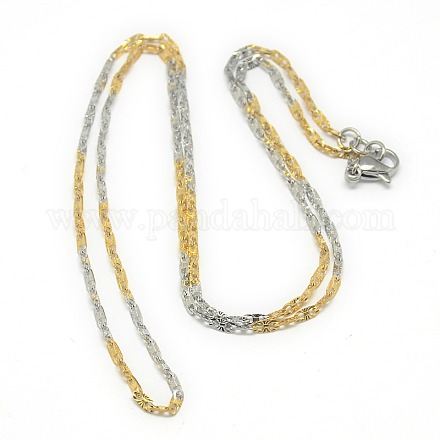 Trendy Two Tone Unisex 304 Stainless Steel Link Chain Necklaces NJEW-L043A-26M-1