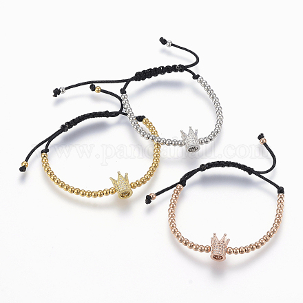 Bracelets tressés réglables en 304 acier inoxydable avec perles BJEW-I263-18-1