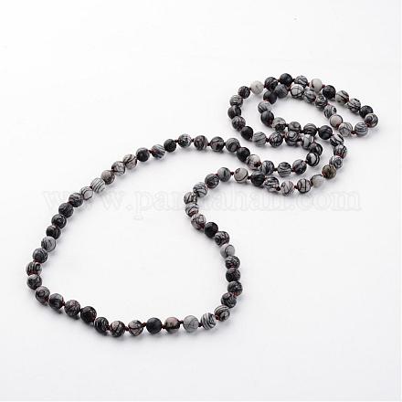 Natural Black Silk Stone/Netstone Necklaces NJEW-D264-09-1
