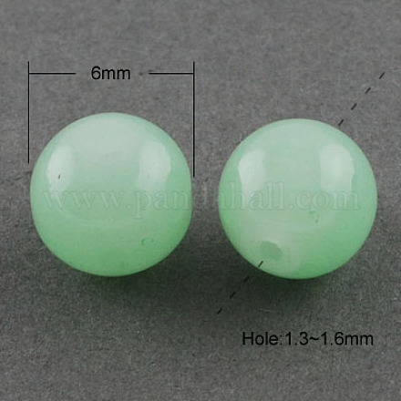 Abalorios de vidrio jade de imitación hebras DGLA-S076-6mm-20-1