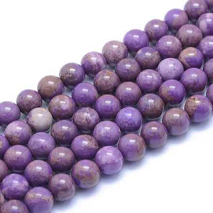 Lepidolita natural / hebras de perlas de piedra de mica púrpura G-L552H-09D-1