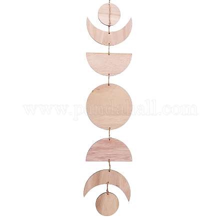 CHGCRAFT Moon Cycle Wall Decor Moon Phase Wooden Pendant Decorations Sun Moon Bohemian Style Wall Hanging Ornaments for Bedroom Living Room Wall Decorations HJEW-WH0043-26A-1