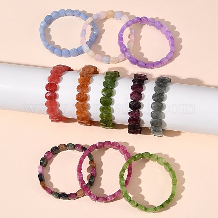 Овальные браслеты из натурального малайзийского нефрита с бусинами G-P589-02A-1