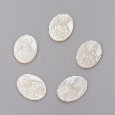 Natural White Shell Mother of Pearl Shell Cabochons SHEL-P071-09-1