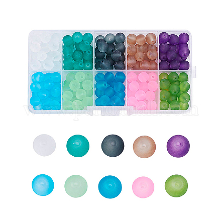 Abalorios de vidrio transparentes FGLA-X0001-03-8mm-WH-1